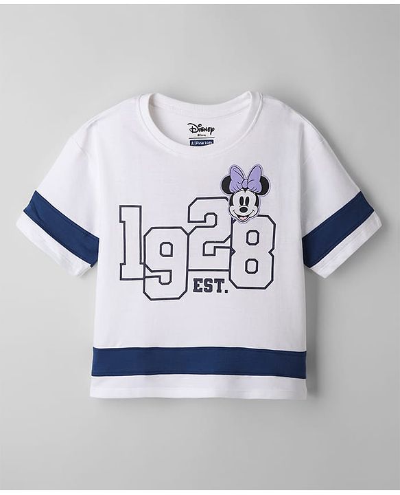 Pine Kids Disney Terry Knit Half Sleeves T-shirt and Shorts With Minnie Mouse Graphic - Navy