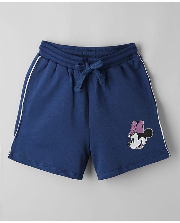 Pine Kids Disney Terry Knit Half Sleeves T-shirt and Shorts With Minnie Mouse Graphic - Navy