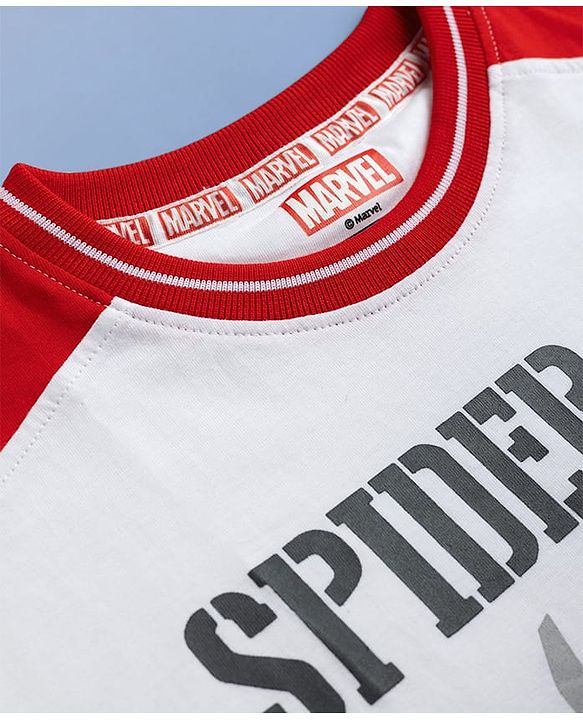 Pine Kids Marvel Single Jersey  Knit Half Sleeves T-Shirt with Spider-Man Print - White