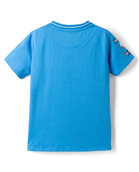 Pine Kids Marvel 100% Cotton Single Jersey Knit T-Shirt with Raglan Half Sleeves and Spider Man Graphic Print - Blue