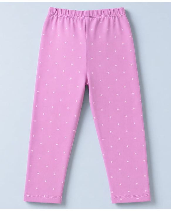 Babyhug Cotton Lycra Knit Full Length Polka Dots & Floral Printed Leggings Pack of 3 - Purple White & Light Green