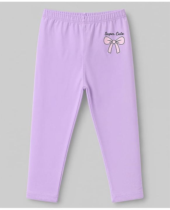 Babyhug Cotton Elastane Lycra Knit Full Length Leggings With Polka Dot & Animal Print Pack of 3 - White, Purple & Pink