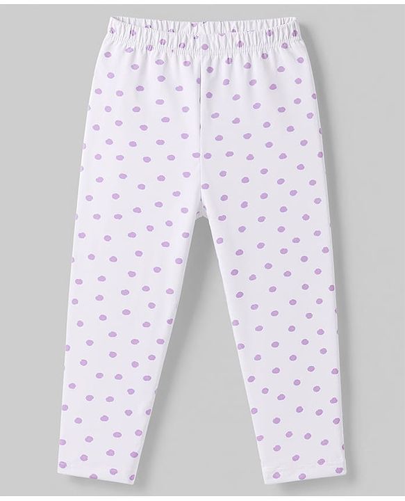 Babyhug Cotton Elastane Lycra Knit Full Length Leggings With Polka Dot & Animal Print Pack of 3 - White, Purple & Pink