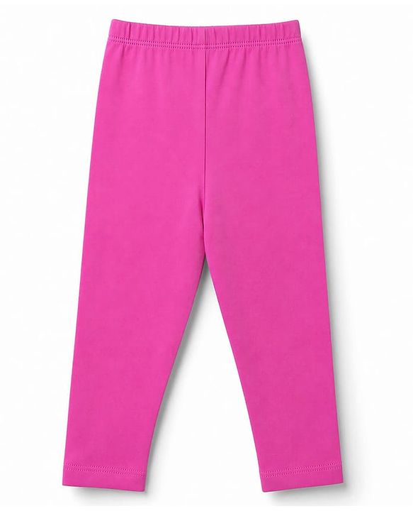 Babyhug Cotton Lycra Knit Full Length Hearts & Bow Printed Leggings Pack Of 3 - Navy Blue & Dark Pink