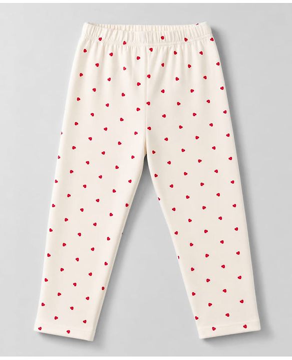Babyhug Cotton Lycra Knit Full Length Leggings with Hearts & Text Print Pack of 3 - Pink Black & White