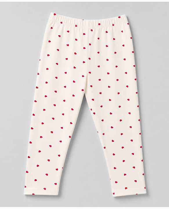 Babyhug Cotton Lycra Knit Full Length Leggings with Hearts & Text Print Pack of 3 - Pink Black & White