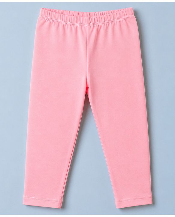 Babyhug Cotton Lycra Knit Full Length Leggings with Hearts & Butterfly Print Pack of 3 - Pink & White