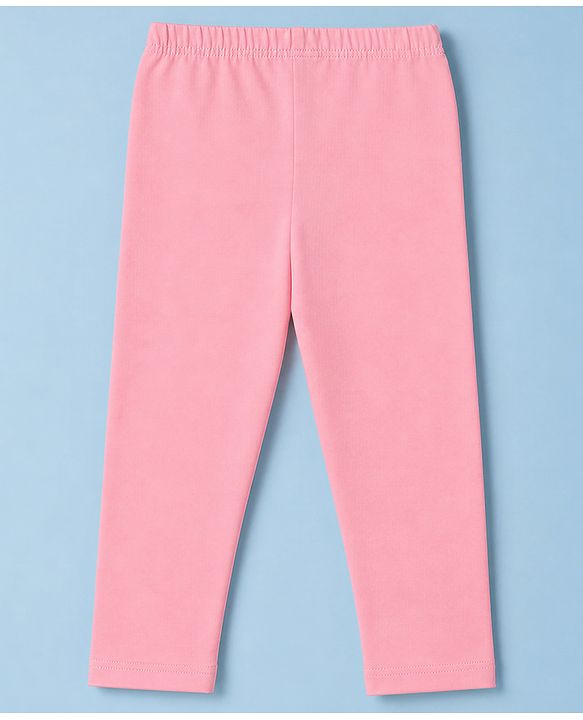 Babyhug Cotton Lycra Knit Full Length Leggings with Hearts & Butterfly Print Pack of 3 - Pink & White