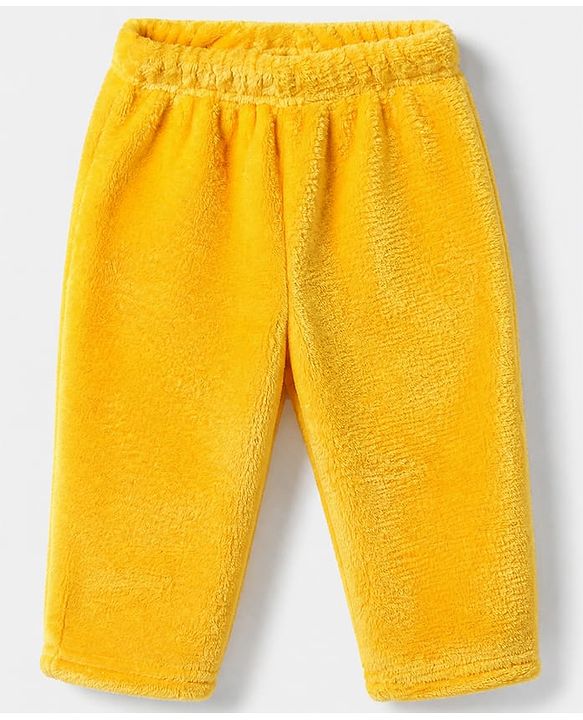 Babyhug Velour Knit Full Raglan Sleeves T-Shirt & Pajama Winter Night Suit with Fox Patch & Applique - Yellow