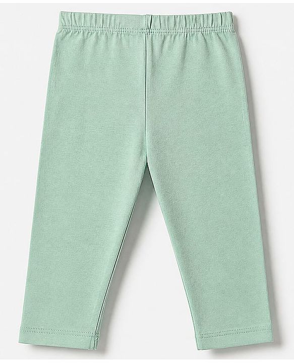 Babyhug Cotton Elastane Knit Full Length Slim Fit Leggings With Floral Print Pack of 3 - Pink Green Navy Blue