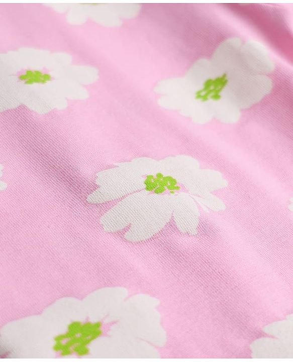 Babyhug Cotton Elastane Knit Full Length Slim Fit Leggings With Floral Print Pack of 3 - Pink Green Navy Blue