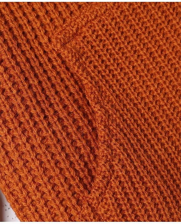Babyhug Knit Full Sleeves Hooded Solid Sweater - Rust Orange