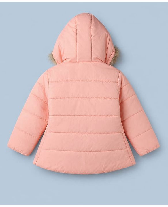 Babyhug Woven Front Open Padded Quilted Hooded Winter Jacket with Full Sleeves - Pink