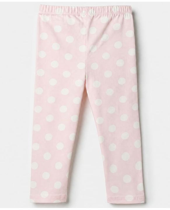 Babyhug Cotton Lycra Elastane Knit Slim Fit Full Length Solid Leggings with Floral & Polka Dots Print Pack of 3 - Peach, Baby Pink & Light Green