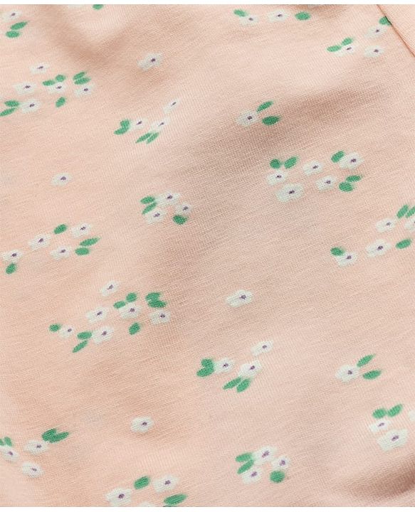 Babyhug Cotton Lycra Elastane Knit Slim Fit Full Length Solid Leggings with Floral & Polka Dots Print Pack of 3 - Peach, Baby Pink & Light Green
