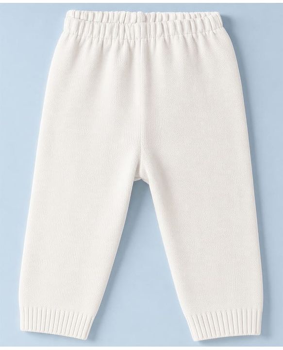 Babyhug Knit Full Sleeves Striped Sweater Set - White