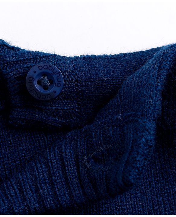 Babyhug Knit Full Sleeves Striped Sweater Set - Navy Blue