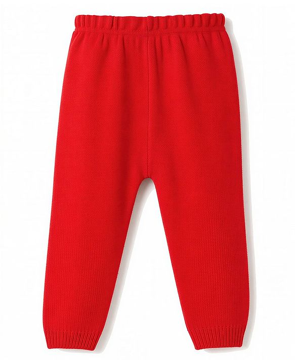 Babyhug Knit Full Sleeves Heart Printed Sweater Set- Red