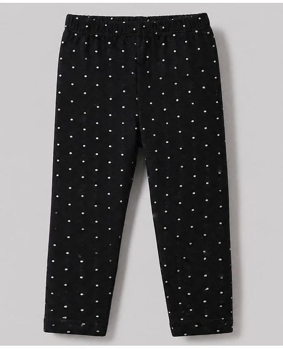 Babyhug Cotton Lycra Knit Full Length Leggings With Floral Print & Polka Dots Pack Of 3 - Black Pink & White