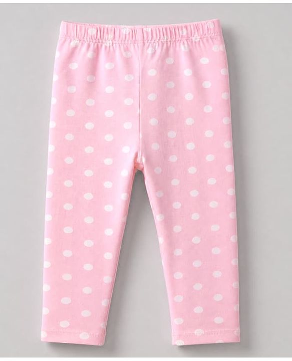 Babyhug Cotton Lycra Knit Full Length Leggings With Floral Print & Polka Dots Pack Of 3 - Black Pink & White