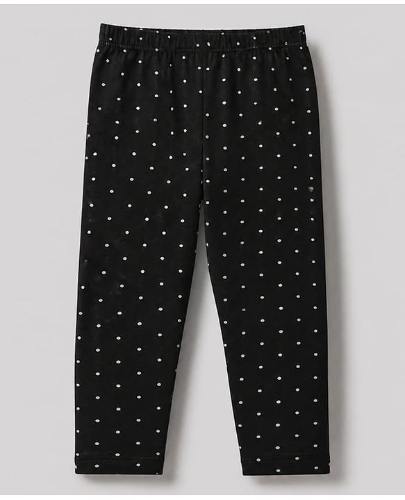 Babyhug Cotton Lycra Knit Full Length Leggings With Floral Print & Polka Dots Pack Of 3 - Black Pink & White