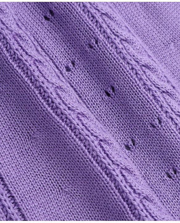 Babyhug Sweater-knit Full Sleeves Woolen Dress with Frill Details and Bow Applique - Lavender
