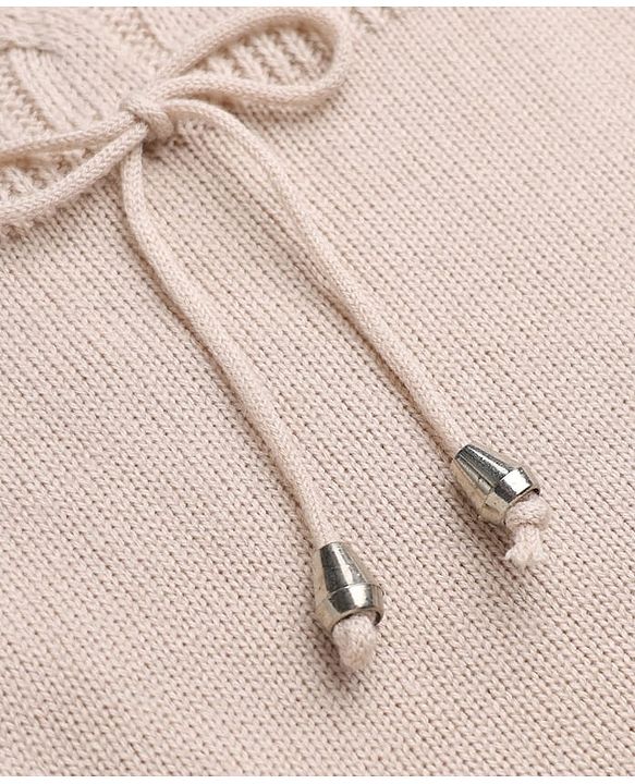 Babyhug Cable Knit Solid Full Sleeves Woolen Dress - Beige