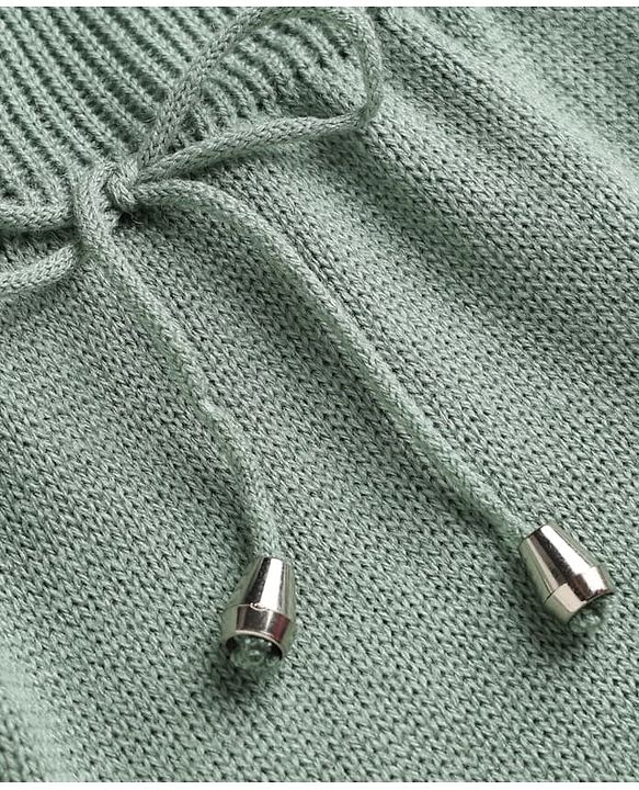 Babyhug Knit Solid Woolen Dress with Full Sleeves - Olive Green