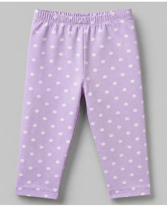 Babyhug Cotton Lycra Elastane Knit Slim Fit Full Length Solid Leggings with Floral & Polka Dots Print Pack of 3 - White, Lilac & Pink