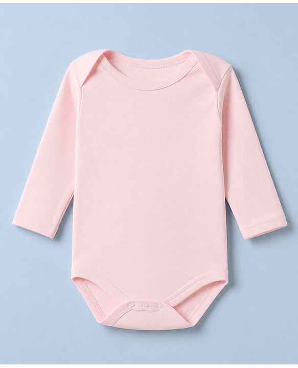 Babyhug 100% Cotton Interlock Knit Solid Onesies with Full Sleeves Pack of 3 - Peach, Pink & White