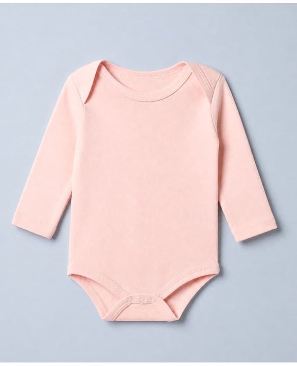 Babyhug 100% Cotton Interlock Knit Solid Onesies with Full Sleeves Pack of 3 - Peach, Pink & White