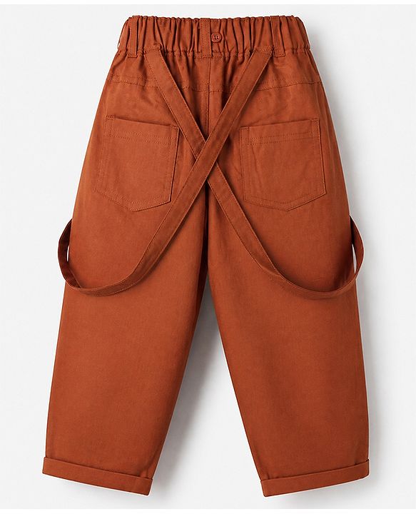 Babyhug 100% Cotton Woven Full Sleeves Checked Shirt and Pant Set - Brown