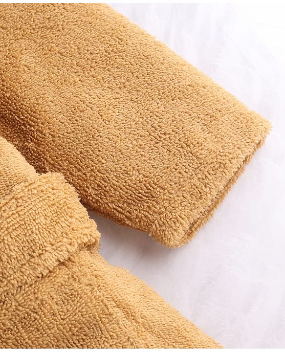 Babyhug Velour Microfiber Knit Full Sleeves Hooded Bath Robe With Bear Embroidery & Ear Applique - Brown