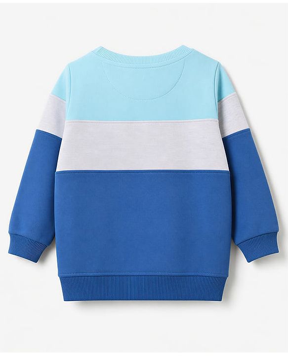 Babyhug 100% Cotton Terry Knit Full Sleeves T-Shirt & Joggers Set With Text Print - Blue