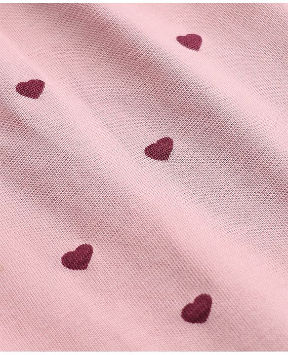 Babyhug Cotton Terry Knit Full Length Leggings with Floral & Heart Print Pack of 3 - Pink Red & White