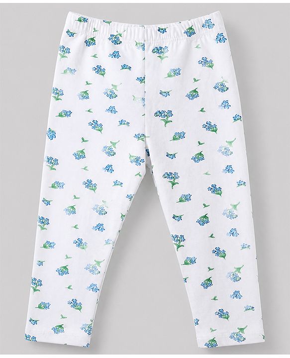 Babyhug Cotton Terry Knit Full Length Leggings with Floral & Heart Print Pack of 3 - Pink Red & White