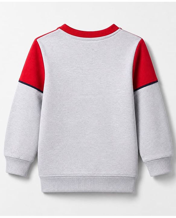 Babyhug 100% Cotton Knit Full Sleeves Text Embroidered & Printed T-Shirt & Jogger Set - Red & Grey