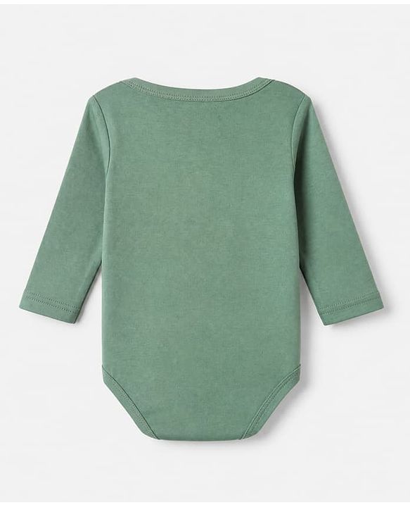 Babyhug 100% Cotton Interlock Knit Solid Onesies with Full Sleeves Pack of 3 - Sea Green, Tan & Navy Blue