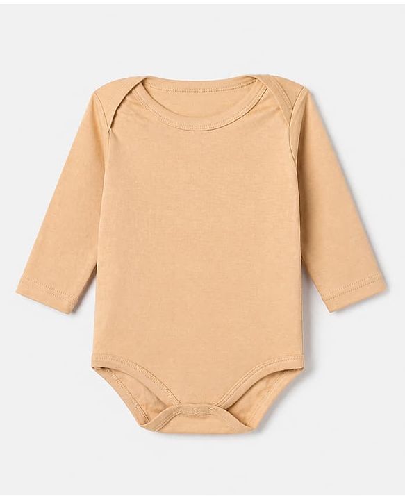 Babyhug 100% Cotton Interlock Knit Solid Onesies with Full Sleeves Pack of 3 - Sea Green, Tan & Navy Blue