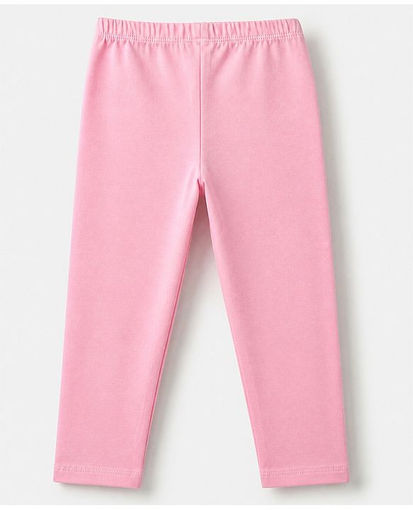 Babyhug Cotton Elastane Knit Full Length Leggings With Heart & Animal Print Pack of 3 - Pink & Black