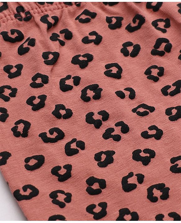 Babyhug Cotton Elastane Knit Full Length Leggings With Heart & Animal Print Pack of 3 - Pink & Black