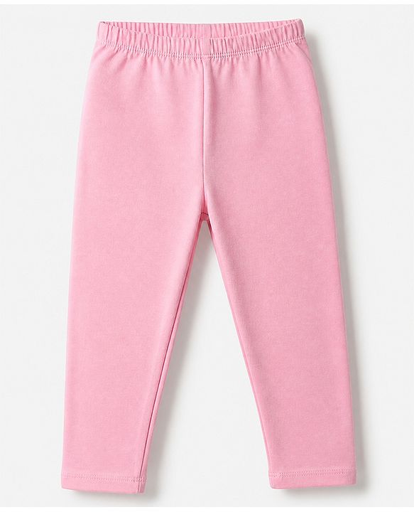 Babyhug Cotton Elastane Knit Full Length Leggings With Heart & Animal Print Pack of 3 - Pink & Black