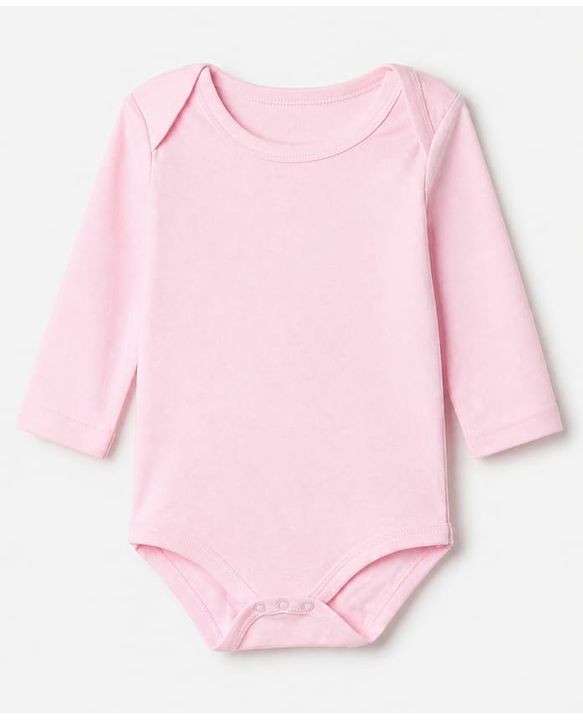 Babyhug 100% Cotton Interlock Knit Solid Onesies with Full Sleeves Pack of 5 - Pink, Lavender, Lemon, Baby Pink & Rose Gold