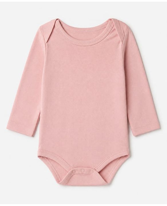 Babyhug 100% Cotton Interlock Knit Solid Onesies with Full Sleeves Pack of 5 - Pink, Lavender, Lemon, Baby Pink & Rose Gold