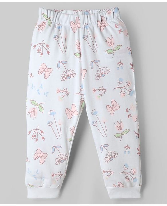 Babyhug Disney Single Jersey Knit Full Sleeves T-Shirt & Pyjama Night Suit with Minnie Mouse & Marie Print Pack of 2 - Pink  & White