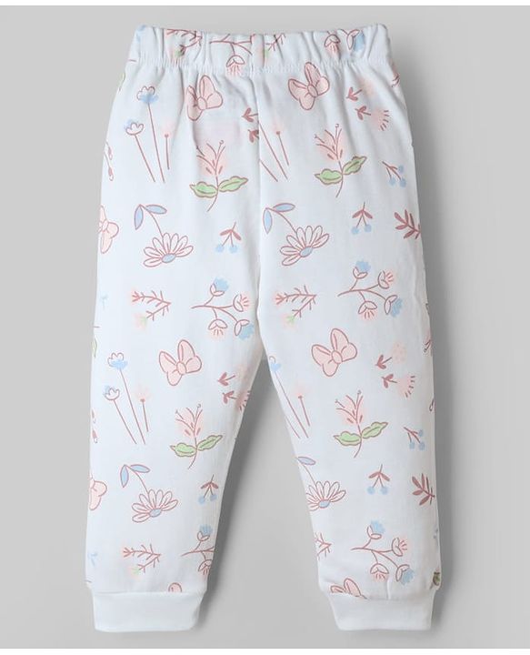 Babyhug Disney Single Jersey Knit Full Sleeves T-Shirt & Pyjama Night Suit with Minnie Mouse & Marie Print Pack of 2 - Pink  & White