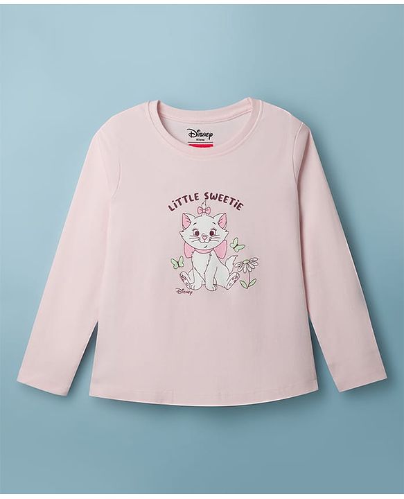Babyhug Disney Single Jersey Knit Full Sleeves T-Shirt & Pyjama Night Suit with Minnie Mouse & Marie Print Pack of 2 - Pink  & White