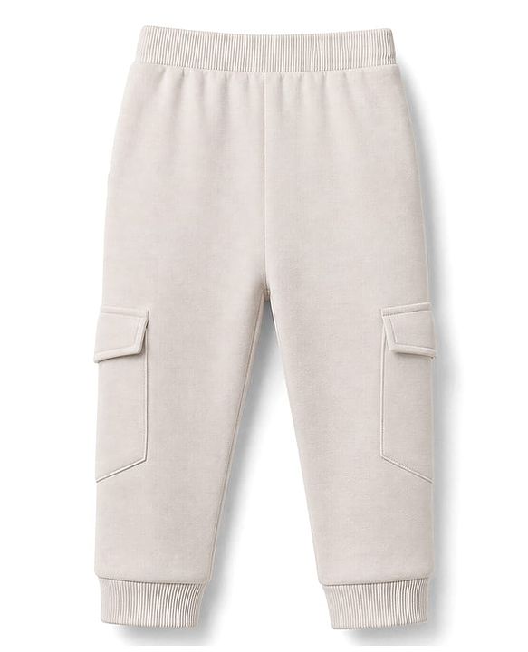 Babyhug 100% Cotton Knit Full Sleeves T-Shirt With Cat Embroidery & Joggers - Orange & Beige
