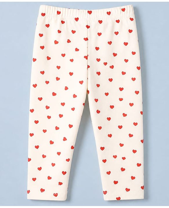 Babyhug Cotton Lycra Elastane Knit Slim Fit Full Length Solid Leggings with Hearts & Polka Dots Print Pack of 3 - Peach, Baby Pink & Light Green