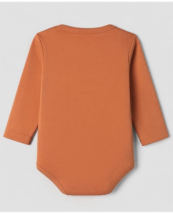 Babyhug 100% Cotton Interlock Knit Solid Onesies with Full Sleeves Pack of 5 - Rust Orange, Cream, Light Green, Brown & Light Brown